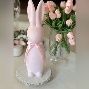 Flocked Bunny 16”~Blush Pink~